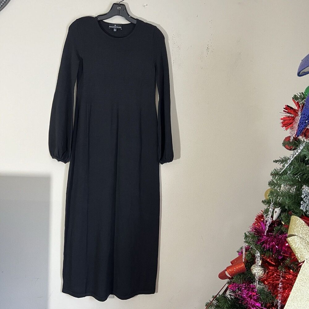 Pomander Place Tuckernuck Black Double Knit Lennox Sweater Maxi Dress XS NEW - Picture 9 of 9